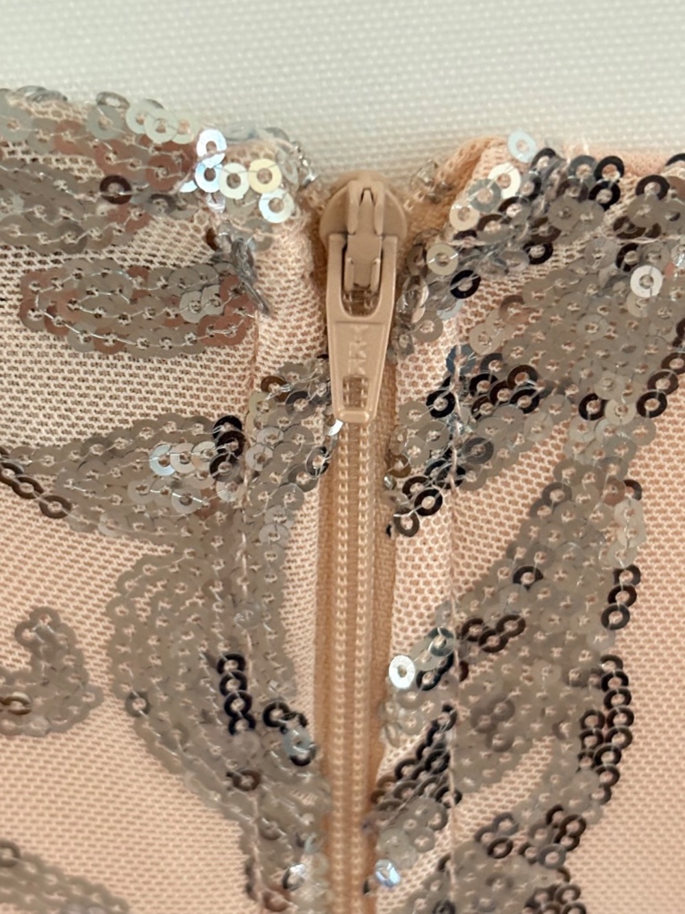 Windsor Silver & Nude M Spring Formal Prom Sparkle Sequin Glitter Dress - Picture 11 of 16